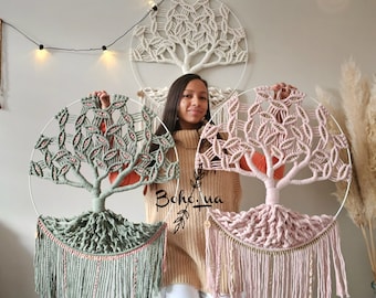 Maxi Tree of Life GUAJUMARU - zen tree of life - dreamcatcher - macrame - cotton - feathers - swing - for the bedroom - home - studio