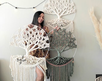 Maxi Arbre de vie GUAJUMARU - zen tree - Attrape-rêve - decoration - macramé - cotton - plume - balançoire - chambre - maison - studio