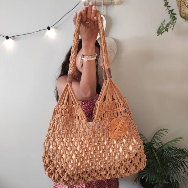 Sac Boho macrame Tote - bohème - sac filets - sac femme - sac marché - fait main - accessoire femme - sac à main - macrame bag - plage