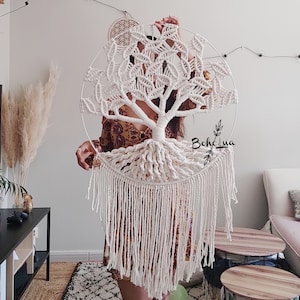 Maxi Arbre de vie GUAJUMARU zen tree Attrape-rêve decoration macramé cotton plume balançoire chambre maison studio image 3