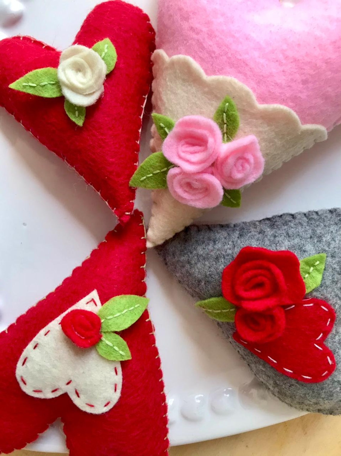 Pdf Heart Felt Pattern, Felt Heart, Felt Heart Ornament, Felt Ornament ...