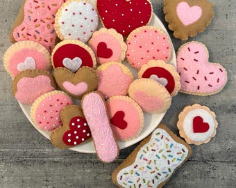 pdf heart cookies felt pattern, felt heart, felt cookie ornament, Valentines Decor, pop tart pattern, felt cookies felt ornament, cookie toy