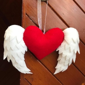 pdf heart pattern, Valentine felt heart, felt heart ornament, valentine heart garland, Valentines Decor, valentine ornament, angel heart