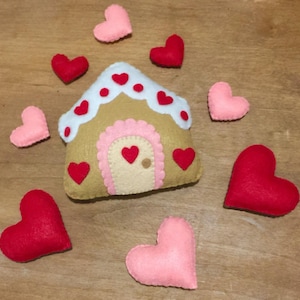 pdf Heart House felt pattern, felt heart ornament, felt ornament, Valentines Decor, Pattern felt valentine ornament, DYI christmas garland.