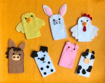 PDF PATTERN for Baby felt finger puppets, farm finger puppets, felt puppet, montessori baby toys, finger puppet set, woodland baby toys