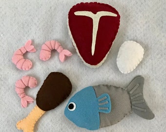 Felt food patterns, felt egg, pretend food, montessori toys, felt toys, felt food, felt ornaments