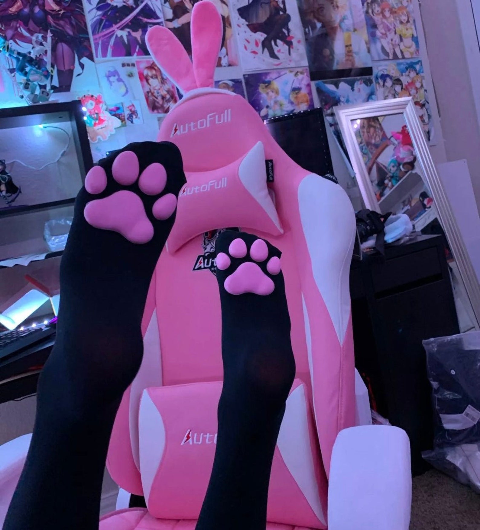 Girls Cosplay Cat Paw Pad Over Knee Thigh Stockings Fashion Etsy