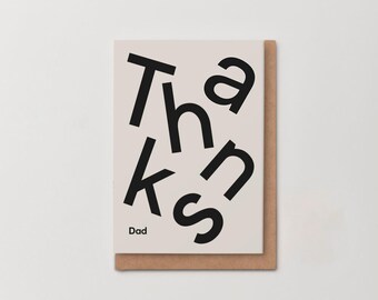 Fathers Day Card Thanks Dad Scandi Typography Minimal Sustainable Eco Greeting Card UK Made