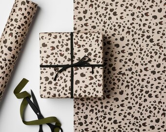 Geschenkpapier Creme Leopardenmuster Geschenkpapier 3 Bögen Nachhaltig Kompostierbar Recycled Eco UK Made