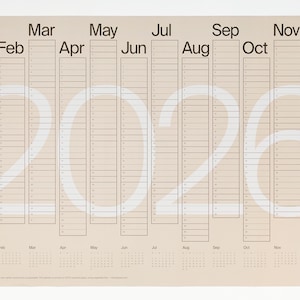 2026 Wall Planner Calendar Large Format 50x70cm Scandi Minimal Beige Sustainable Recycled UK image 2