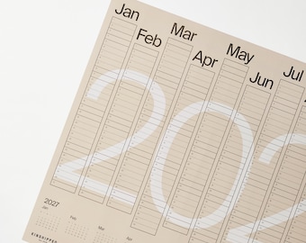 2026 Wall Planner Calendar Large Format 50x70cm Scandi Minimal Beige Sustainable Recycled UK