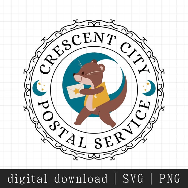 Crescent City Postal Service Svg & Png Files Crescent City Svg Files Crescent City Otter Messenger Svg Booktok Svg Sarah J Maas Cut Files