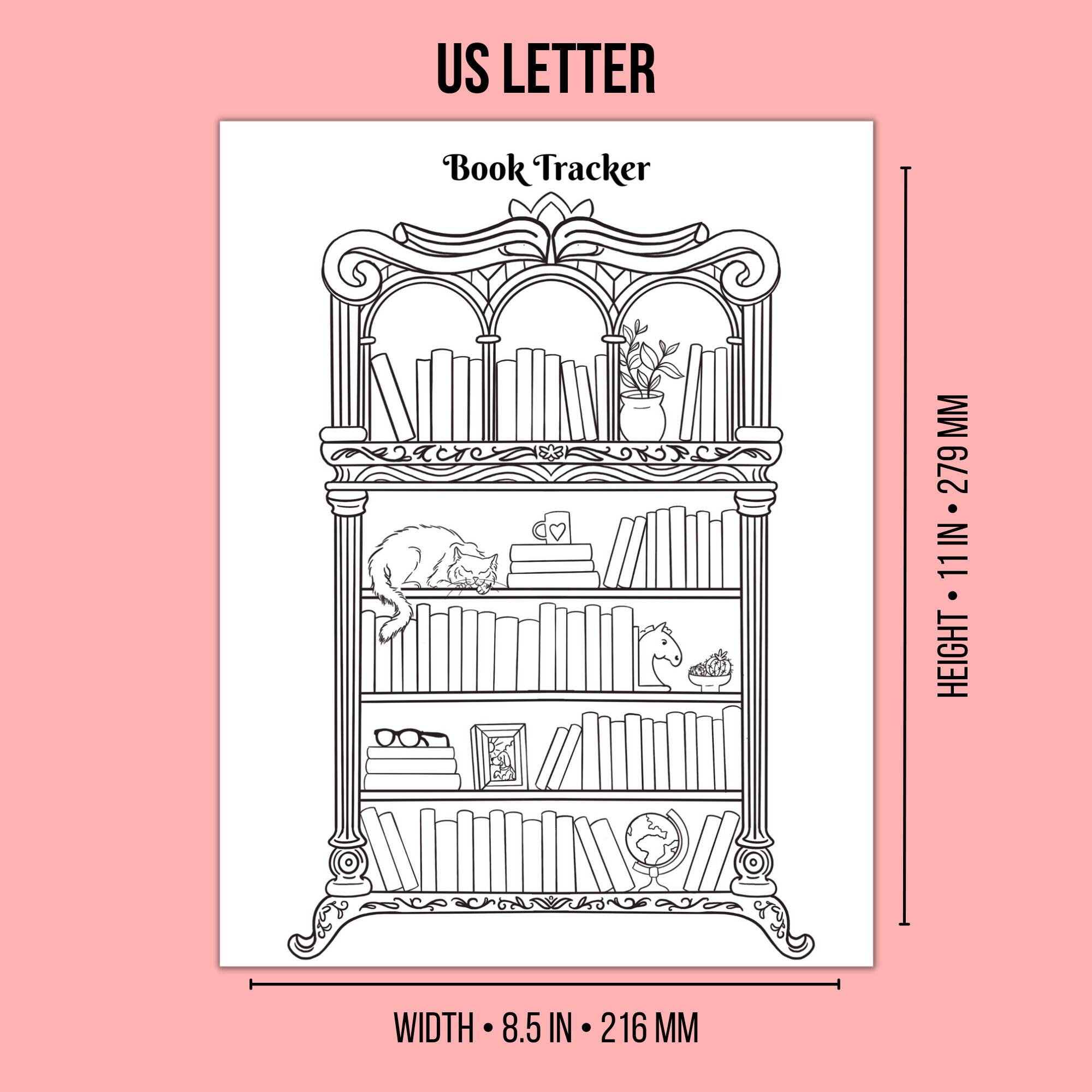 Book Tracker Printable Bookshelf Reading Tracker 75 Books Monthly ...