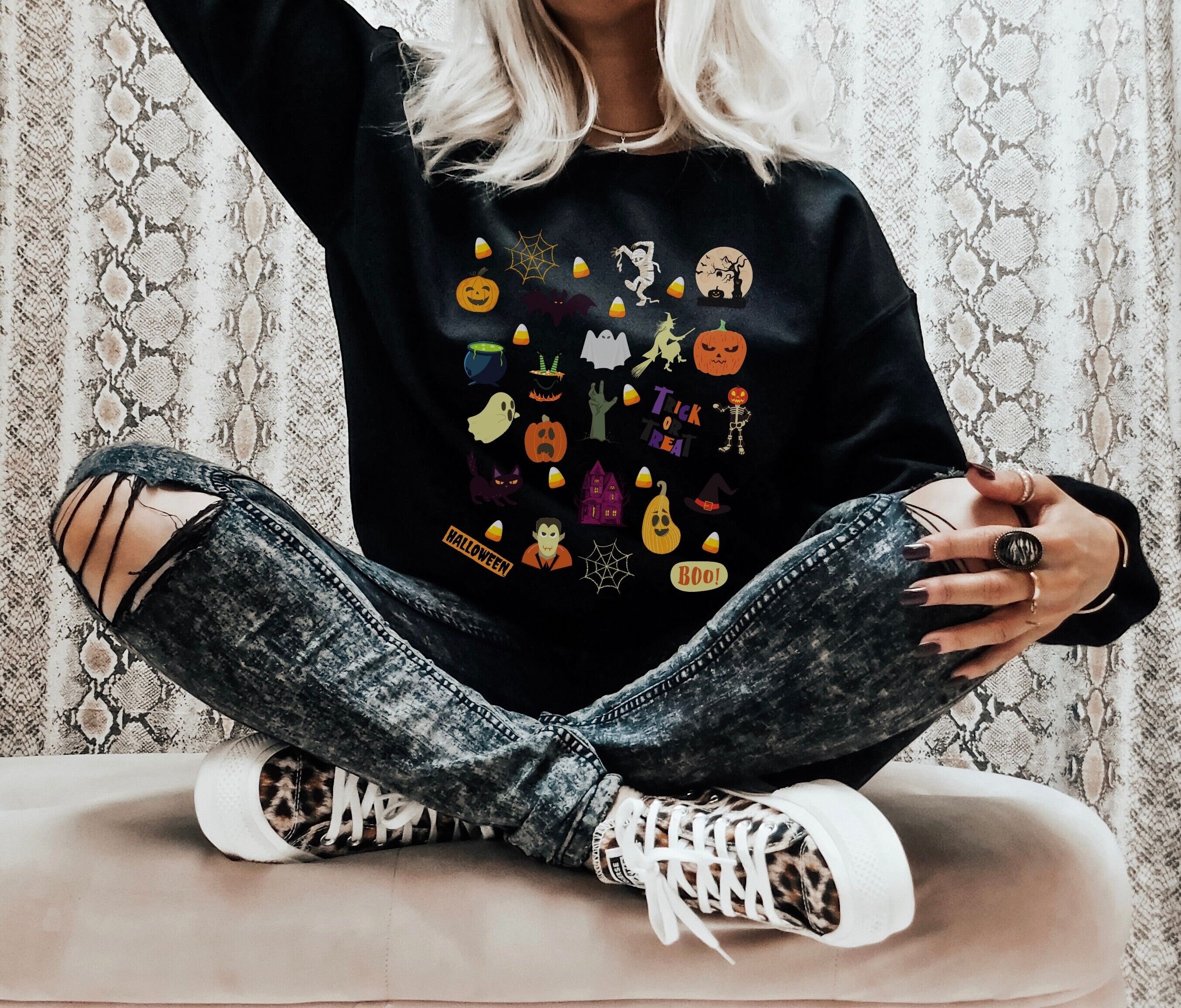 Fall Sweatshirt Halloween Crewneck 
