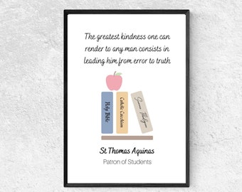 St. Thomas Aquinas quote - Catholic printable - school room decor - Homeschool decor - Digital product