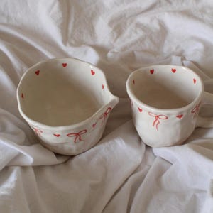 Hand pinched and Hand painted Ceramic Matcha Bowl and Mug Set – Cute & Unique Designs PRE ORDER