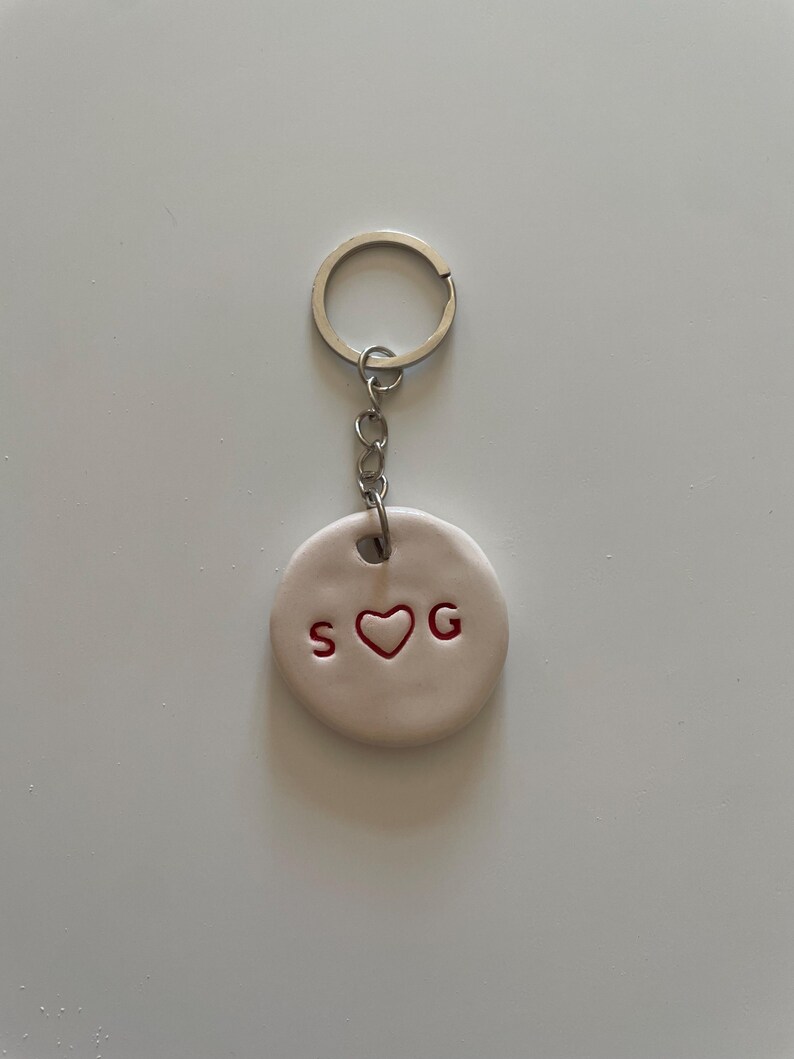Personalized Ceramic Keychain: Handmade Initial Letter Valentine's Gift ...