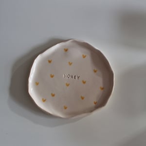 Honey Quote Yellow Little Hearts Mini Plate, Dessert Plate 1 Plate image 2