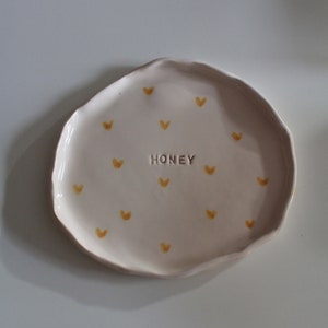 Honey Quote Yellow Little Hearts Mini Plate, Dessert Plate 1 Plate image 5