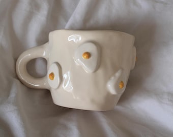 Fried Egg Mug Handmade Ceramic Mug, Funny Coffee Cup for Food Lovers, Unique Pottery Mug, Breakfast Gift, Cute Kitchen Decor