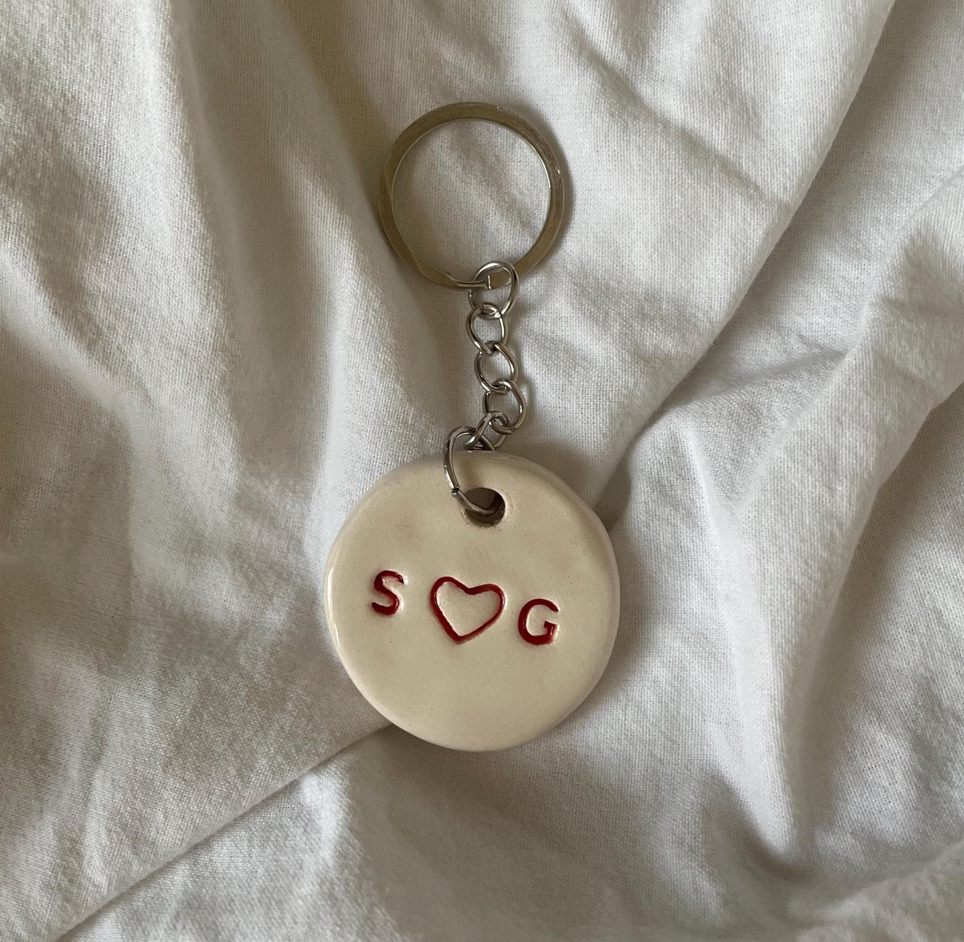 Personalized Ceramic Keychain: Handmade Initial Letter Valentine's Gift ...