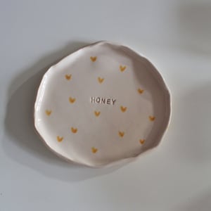 Honey Quote Yellow Little Hearts Mini Plate, Dessert Plate 1 Plate image 1