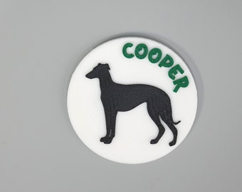 Personalised Greyhound or Whippet MAGNET - Custom made magnet with pet name - Dog silhouette fridge magnet