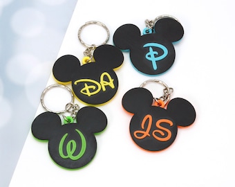 Custom initial keychain - Personalised mouse ears letter key ring - School alphabet bag tag