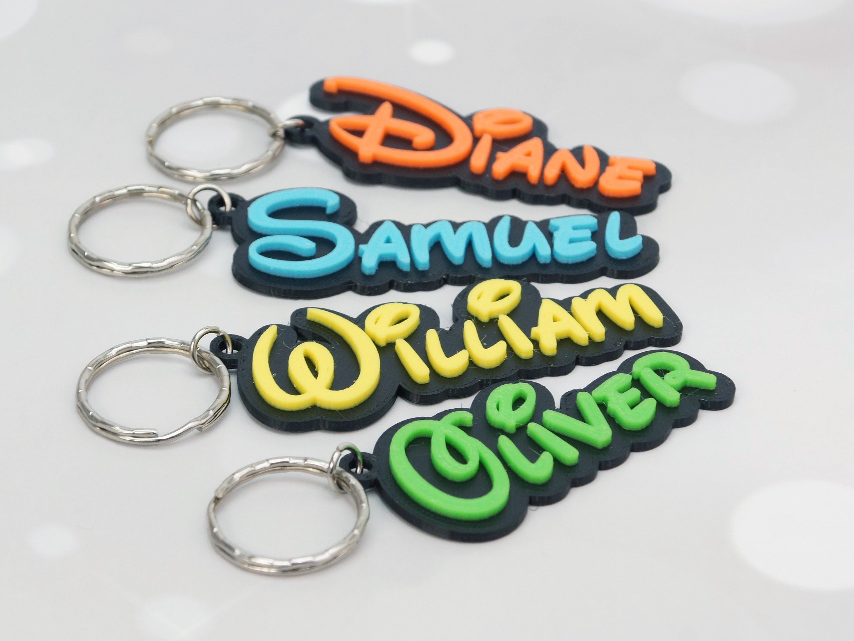 Custom name keychain Disney style name key ring School bag Etsy