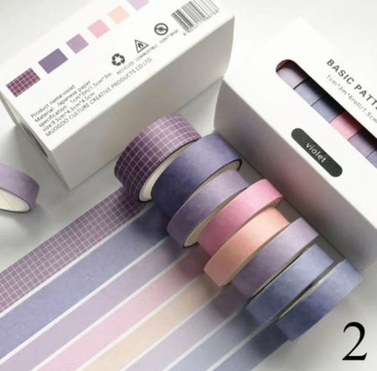 8 Pcs Washi Tape Set Cute Solid Color Washi Tape Grid Masking Etsy