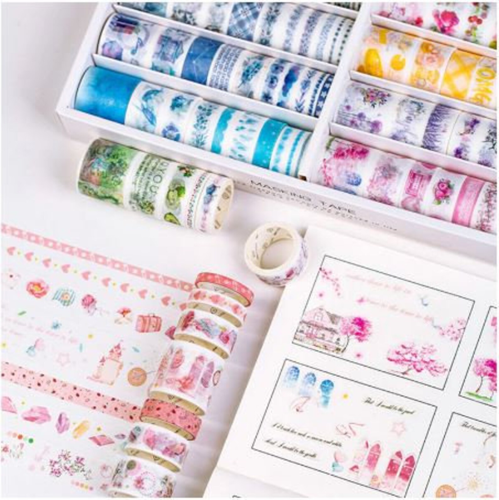 100 Pcs Washi Tape Set Decorative Washi Tape Cute Flower Etsy