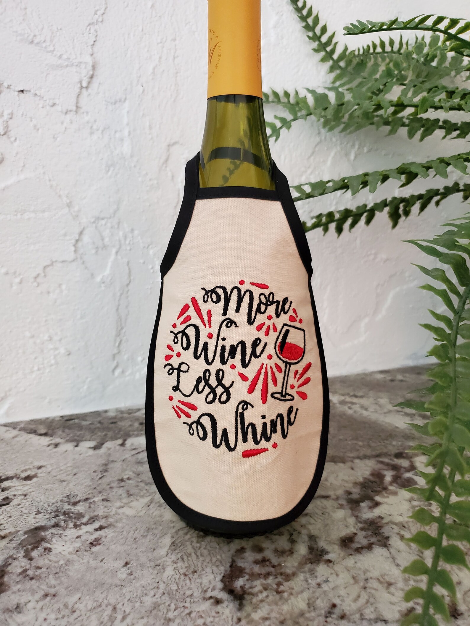Wine Bottle Aprons, Wine Accessory Options, Embroidered Bottle Apron