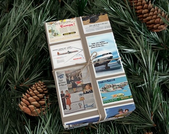 Carta da regalo con pubblicità di aviazione d'epoca, carta da regalo con tema aereo retrò per piloti e appassionati di aviazione