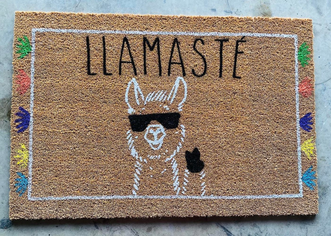 Llamaste Doormat Llama Door Mat Tassels Door Mat Cute Llama Etsy
