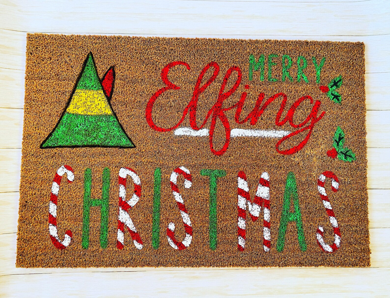 Merry Elfing Christmas Door Mat Merry Christmas Door Mat Etsy