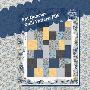 Fat Quarter Quilt Pattern - Quilt Pattern For Beginners -Fast & Easy PDF Pattern - Quilt pattern INSTRUCTIONS - 39&quot; x 48&quot;  and  57&quot; x 64&quot;
