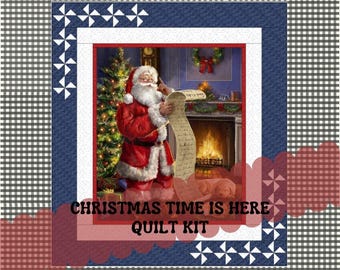 Christmas Time Is Here Naughty of Nice Panel QUILT KIT - Santa Making A List - Quick and easy  - Riley Blake Fabrics - Finished Size 58"x65"