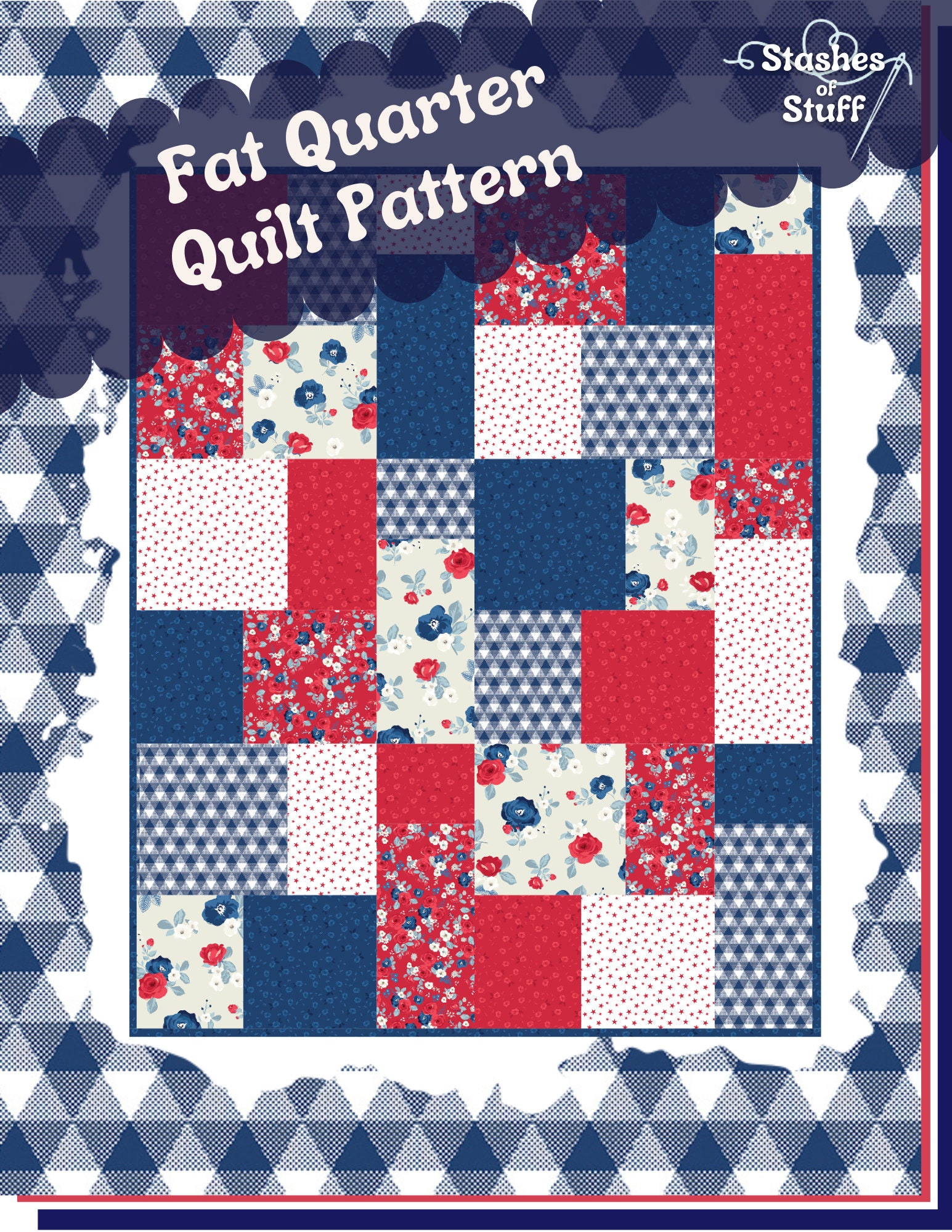 PDF Quilt Pattern PATTERN ONLY Fat Quarter Quilt Pattern - Quilt ...