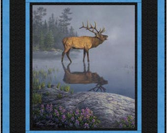 Wild Life Elk Quilt Kit Pre Cut - Elk Quilt Panel - QUILT KIT 3 - Quick and easy quilt kit - Beginners Quilt - Nature's Finest -57" x 64"