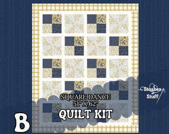 Square Dance Quilt Kit – 51 x 62 – Gingham Foundry Fabric by Riley Blake – Square & Pinwheel Design – Precut Option Available  412B
