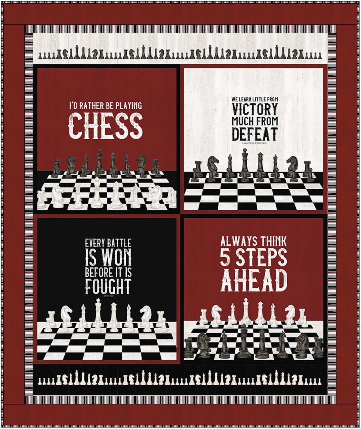 I'd Rather Be Playing Chess Pieces C11260 Off White - Riley Blake Designs -  Text Piece Names - Quilting Cotton Fabric