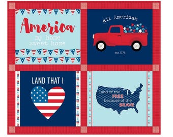 Make a Easy Beginner Quilt Kit 3 - Fireworks and Freedom Quilt Kit - Riley Blake Fabrics - USA - Truck - Complete Quilt Available