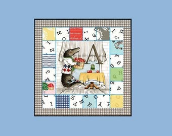Mini Quilt Kit - You choose Hungry Animal Alphabet Letter - Lovie  - Precut Learn to Quilt for Beginners - Includes Everything 13.5" x 13.5"