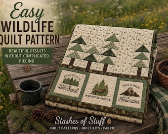Forest Animal Quilt Kit 52x59 | Woodland Nursery Quilt | Riley Blake Let’s Get Lost in the Woods | Baby Quilt Kit 1050A