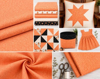 Riley Blake Hashtag Pumpkin Fabric C115-PUMPKIN, Orange Quilting Cotton, Blender Fabric, Fall Halloween Quilt Fabric by Yard