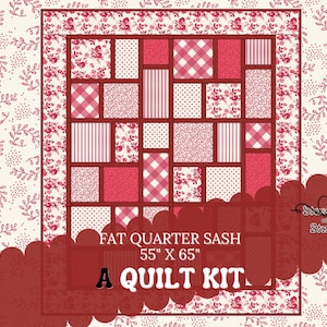 Quilt Kit Fabric - Quick simple easy fast Quilt - Pre Cut Beginner - Heirloom Red Riley Blake 700  55&quot; x 65&quot;