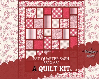 Quilt Kit Fabric - Quick simple easy fast Quilt - Pre Cut Beginner - Heirloom Red Riley Blake 700  55" x 65"