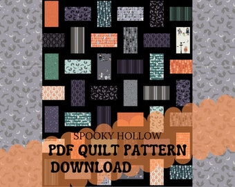 PDF Pattern This and That Spooky Hollow Download - Halloween Prints - Fast and Easy  -  Finished Size 51"x60"