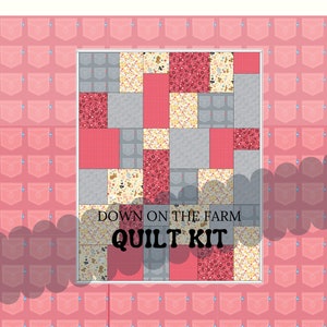 Pre Cut Quilt Kits Quick Beginners Quilt  - Easy Squares Block Quilt Kit - Down on the Farm Riley Blake - Fat Quarter Quilt 39"x 49"