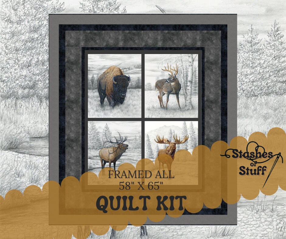 Deer Elk Moose Buffalo Panel Quilt Kit Quick and Easy Etsy